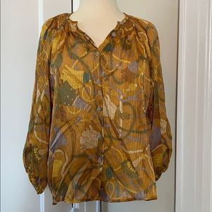 Gorgeous Tucker tassel print blouse size s/m
